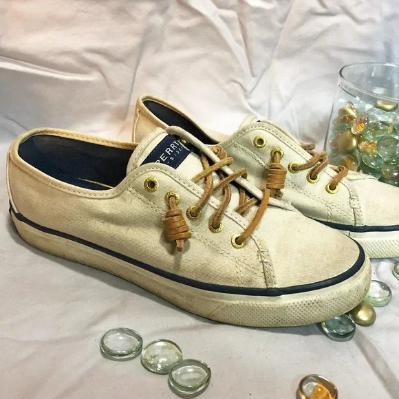 Sperry Shoes Sperry Seacoast Slipon Canvas Sneakers Ivory Sz